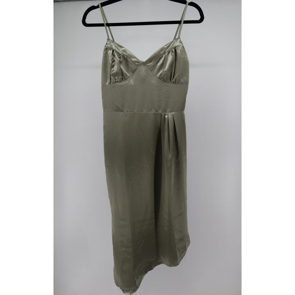 Cider Green Satin Corset Midi Dress Size S Women's - NWT